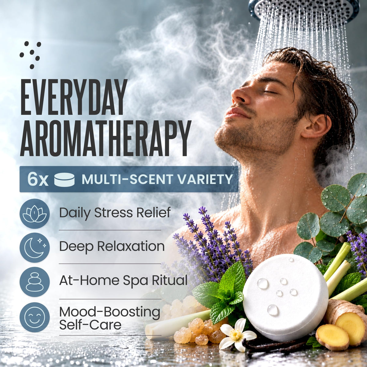 Shower Steamers Aromatherapy Gifts for Men, 6 Tablets