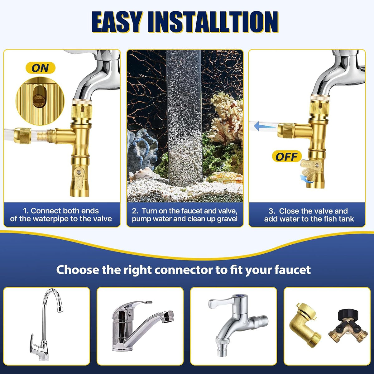 Gravel Vacuum for Aquarium Water Changer Fish Tank Cleaning Tools, Siphon Universal Quick Pump Aquarium Water