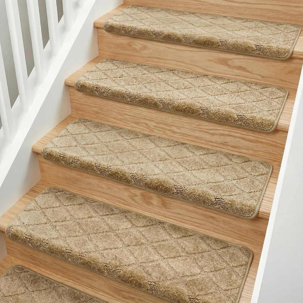 Bullnose Carpet Stair Treads, 14 Pack, 9.5" x 30", Metal-Reinforced