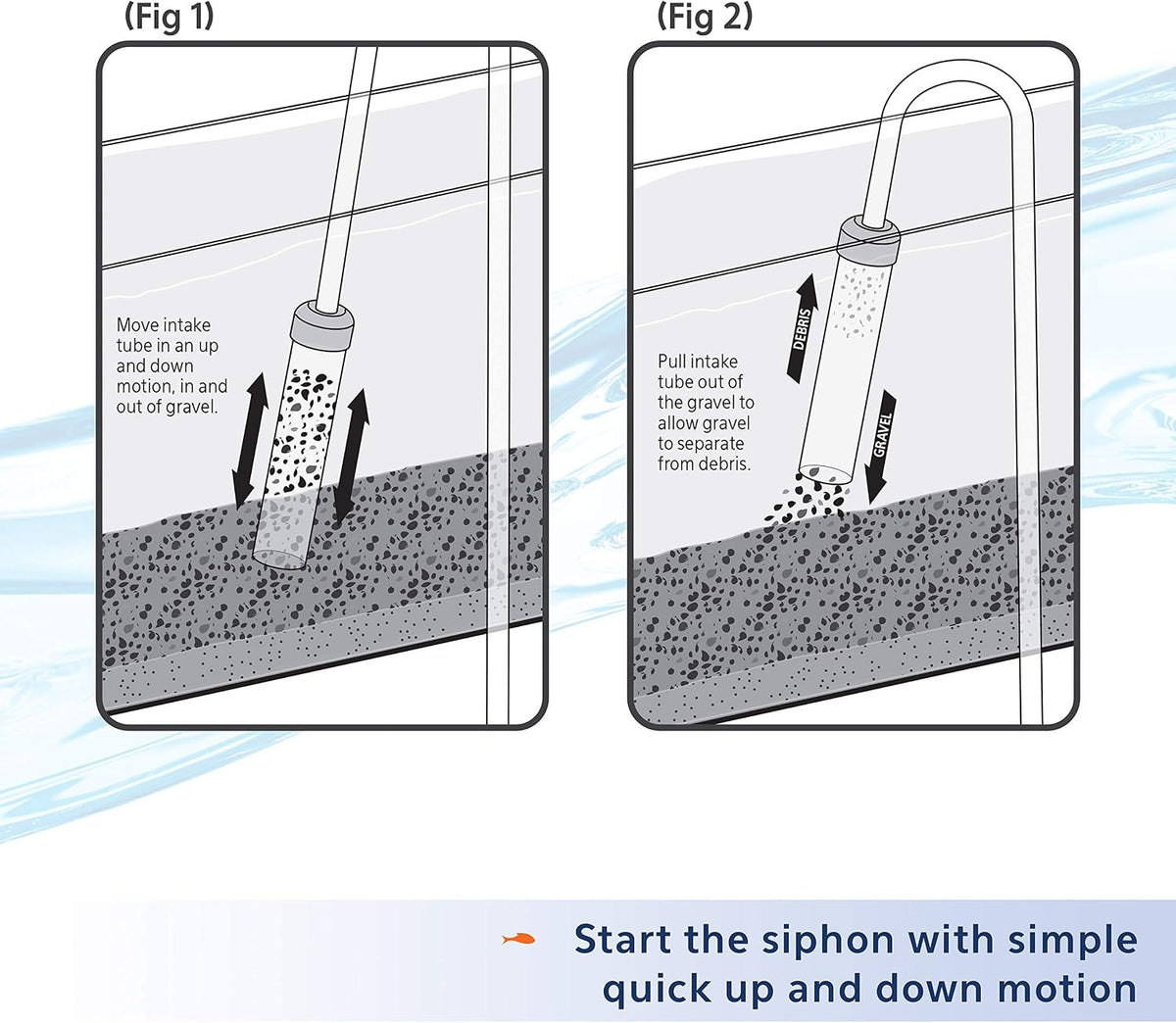 Siphon Vacuum Aquarium Gravel Cleaner, Large - 16 Inches | Gravel vacuum for aquarium, self priming intake tube, 6