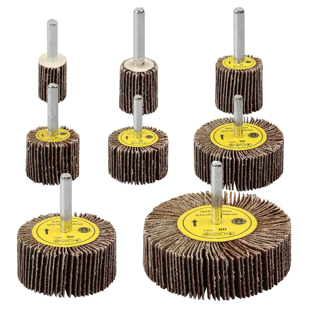 1/4" Shank Flap Wheel Sander Set 8Pcs, 8 Size Flapper Wheel 80 Grit