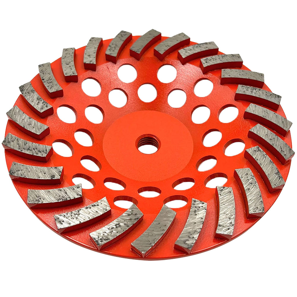 7" Diamond Grinding Wheel for Concrete, 24 Segments, 5/8"-11 Short Arbor