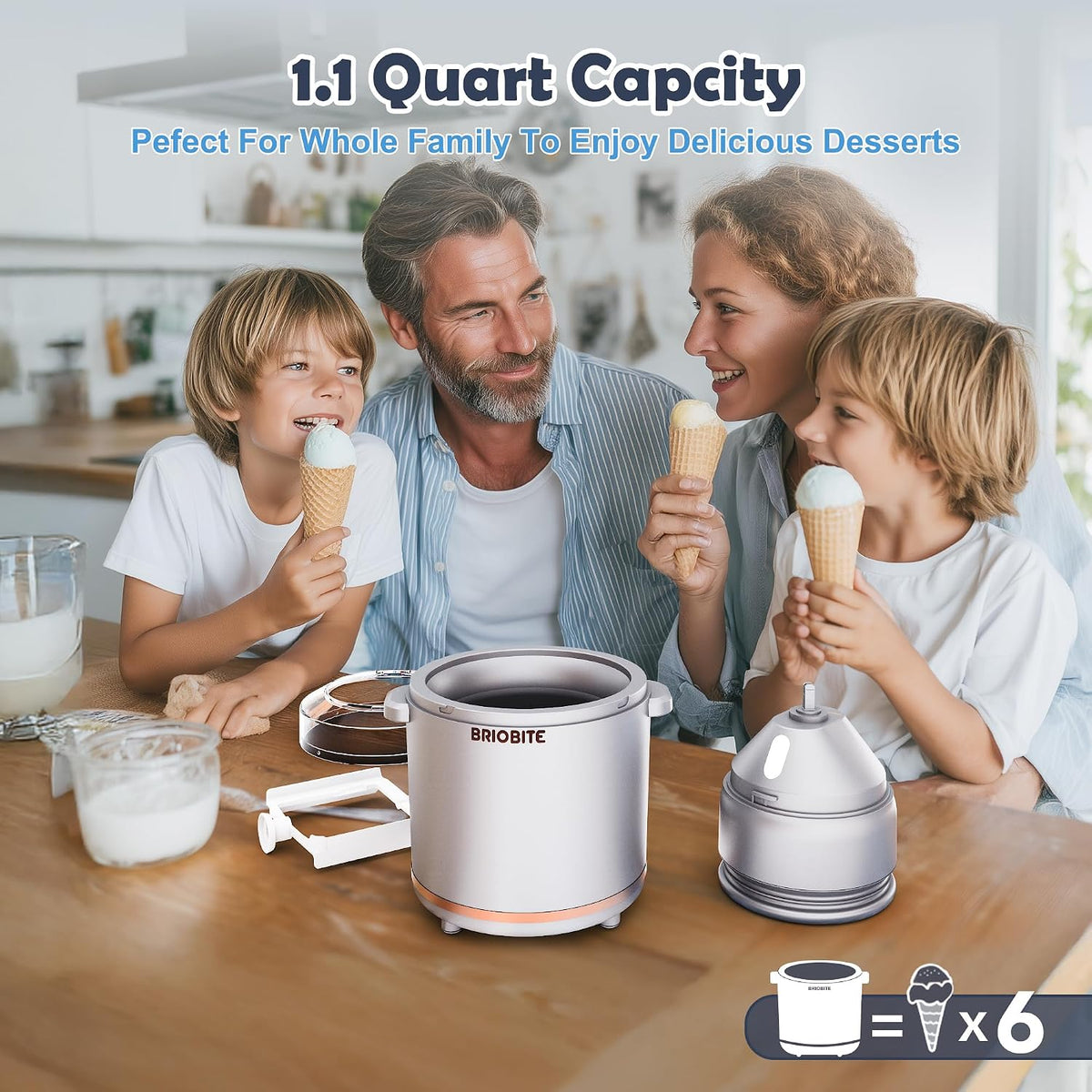 1.1 Quart Ice Cream Maker Machine,Silver
