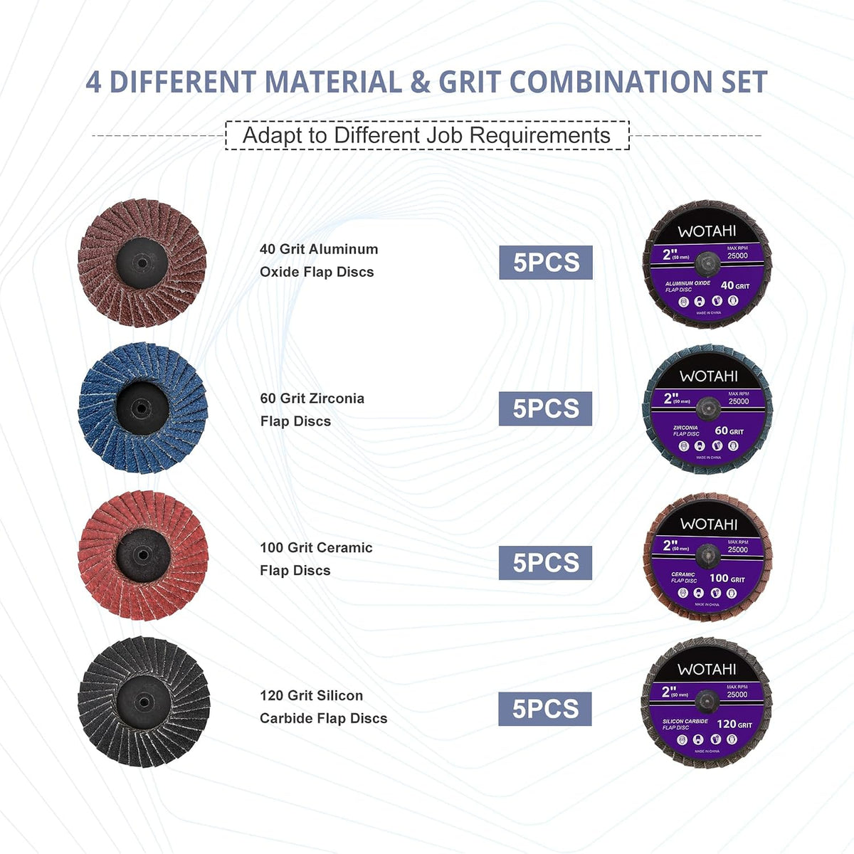 2 Inch Flap Disc Set, 20 PCS Angle/Die Grinder Flap Discs