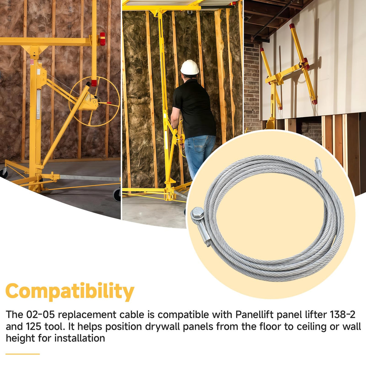 02-05 Drywall Lift Replacement Cable Suitable for Panellift Panel Lifter