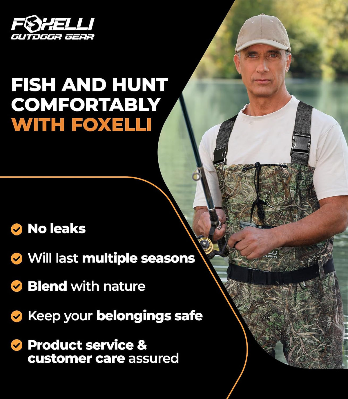 Chest Waders – Waterproof 2-ply Nylon/PVC Camo Hunting Fishing Waders for Men and Women with Boots