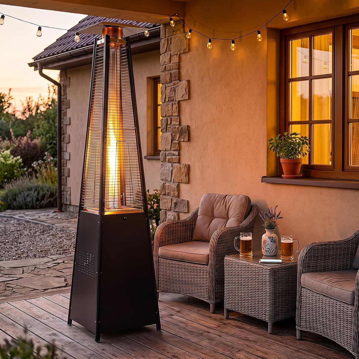 45000 BTU Pyramid Patio Heater with Wheels & Zippered Cover