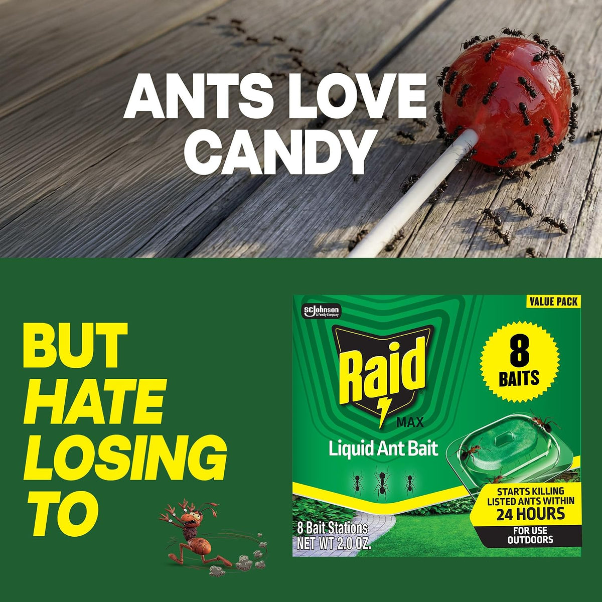 Outdoor Liquid Ant Bait, Starts Killing Listed Ants Within 24 Hours, Effective Outdoors, Pre-Filled and Ready-to-Use