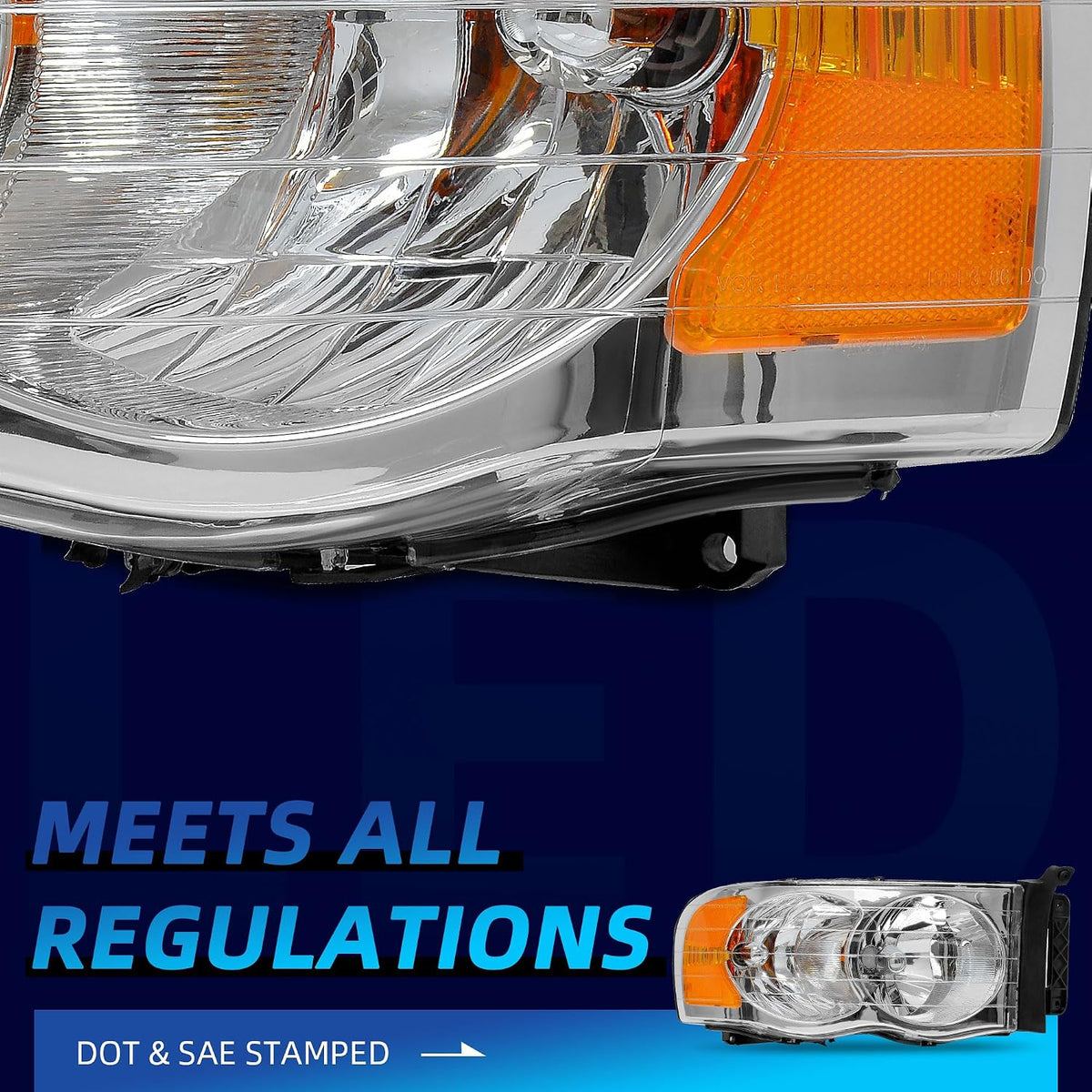 LEDKINGDOMUS Headlights Assembly Compatible with 2002-2005 Dodge Ram 1500