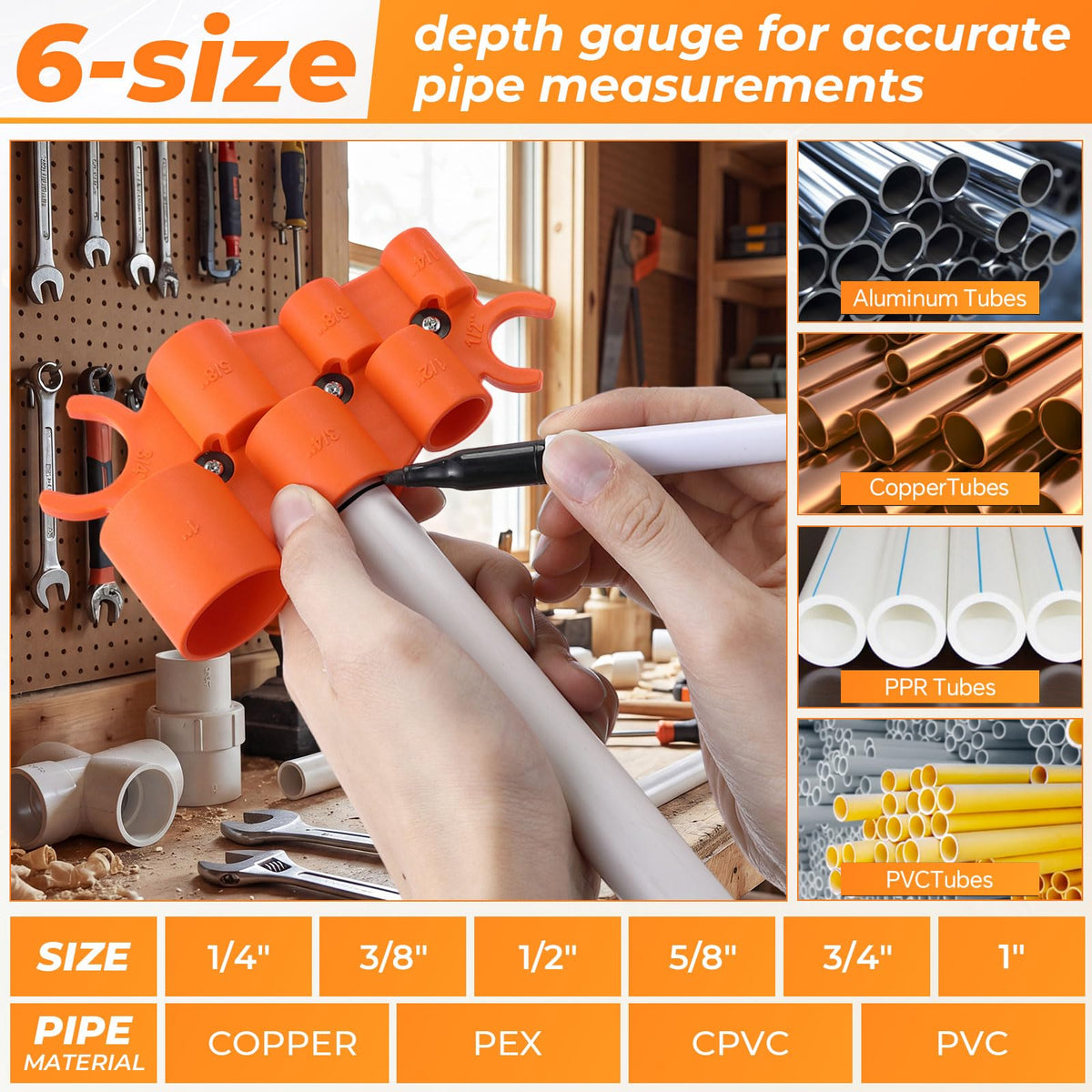 Lanties 3 Pcs Pipe Deburring Tool, Copper Cutter Gauge for PEX CPVC 1/4-1"