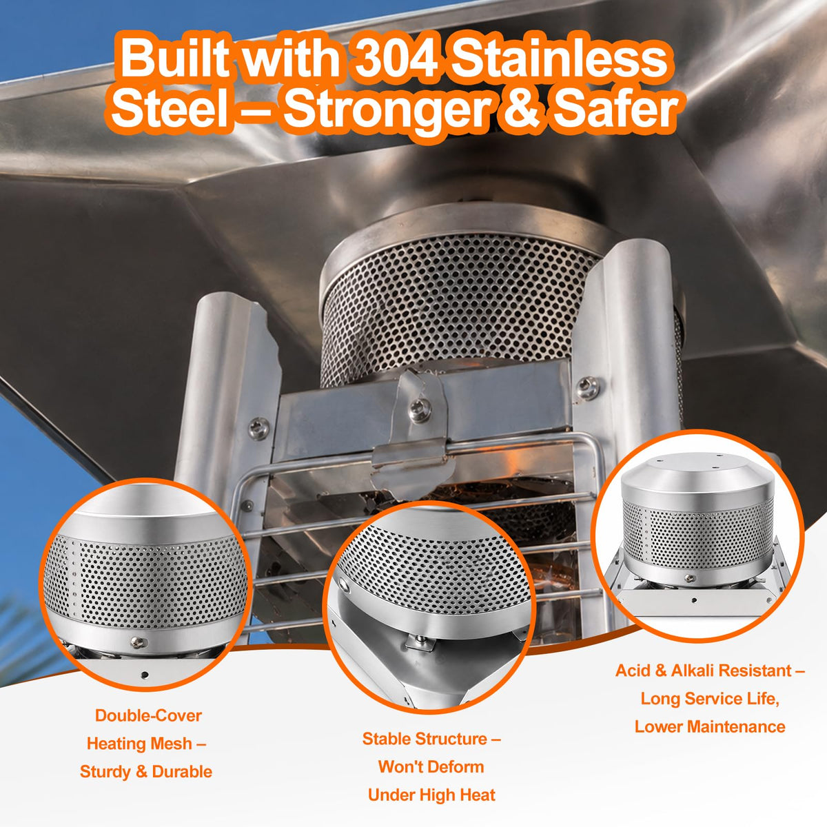 Patio Heater Emitter Screen and Base for 4-Sided Pyramid Glass Tube Heater