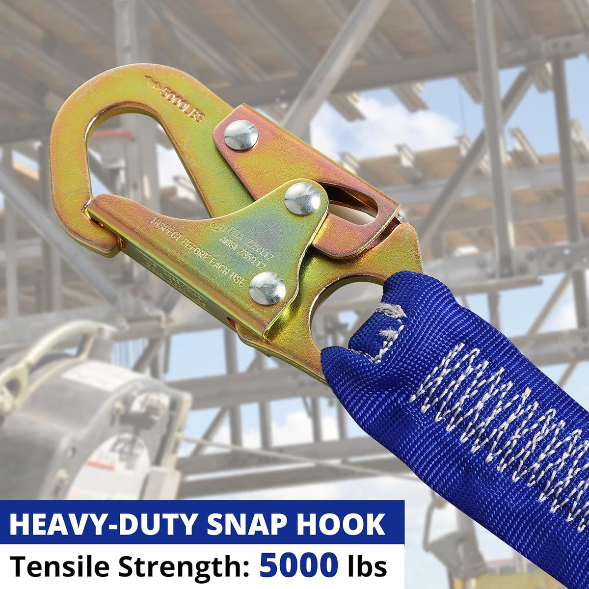TRSMIMA Safety Harness Fall Protection - Full Body Construction Roofing Harness Kit Attached 6 ft Lanyard ANSI | Full