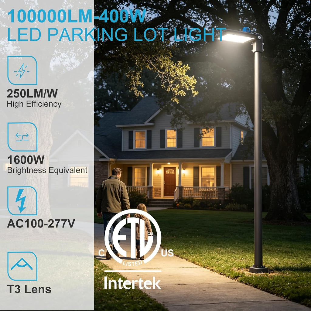 Lightdot 2Pack Parking Lot Light Outdoor 400W LED Pole Light with Photocell