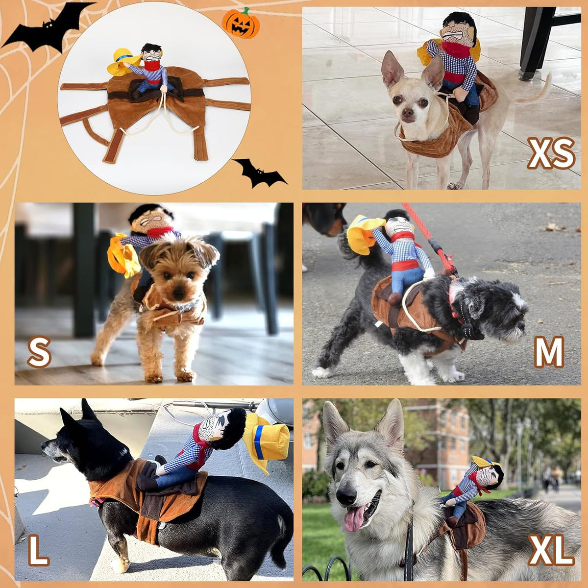 Cowboy Rider Dog Costume - Halloween Dog Costumes for Small Dogs and Cat