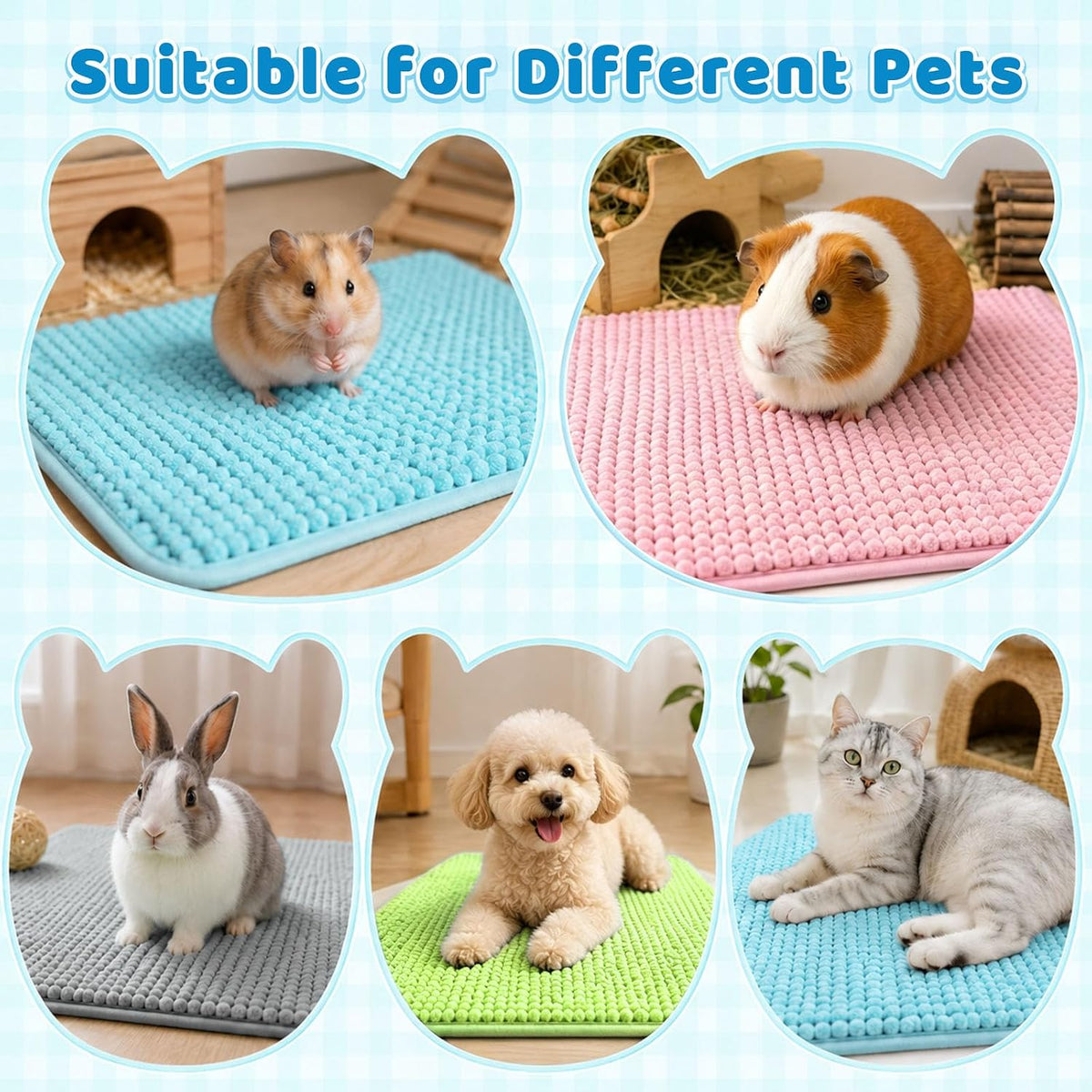Guinea Pig Cage Liner, 8 Pcs, 16x12 Inch, 4 Colors