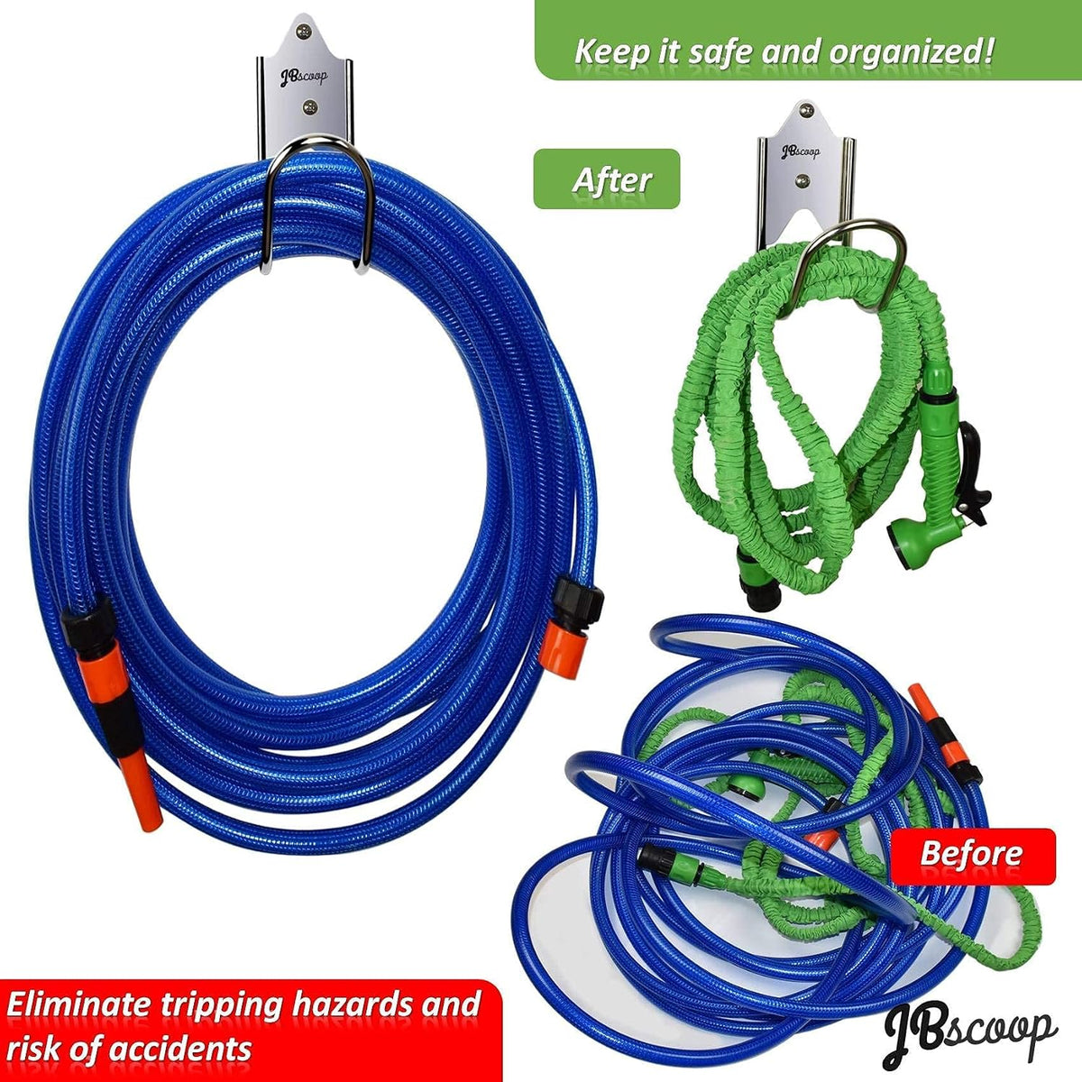 Garden Hose Holder, Garden Hose Hanger Wall Mount for Water Hose, Extension Cords, Air Compressor Hose, Heavy Duty &