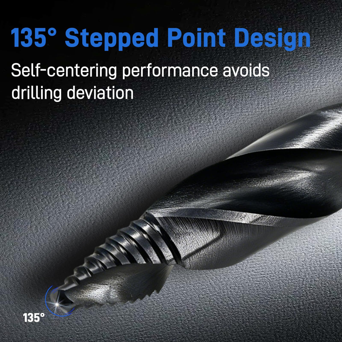 21pcs Stepped Point Drill Bit Set, 3-Flat Shank Titanium Coating 1/16"-1/2"