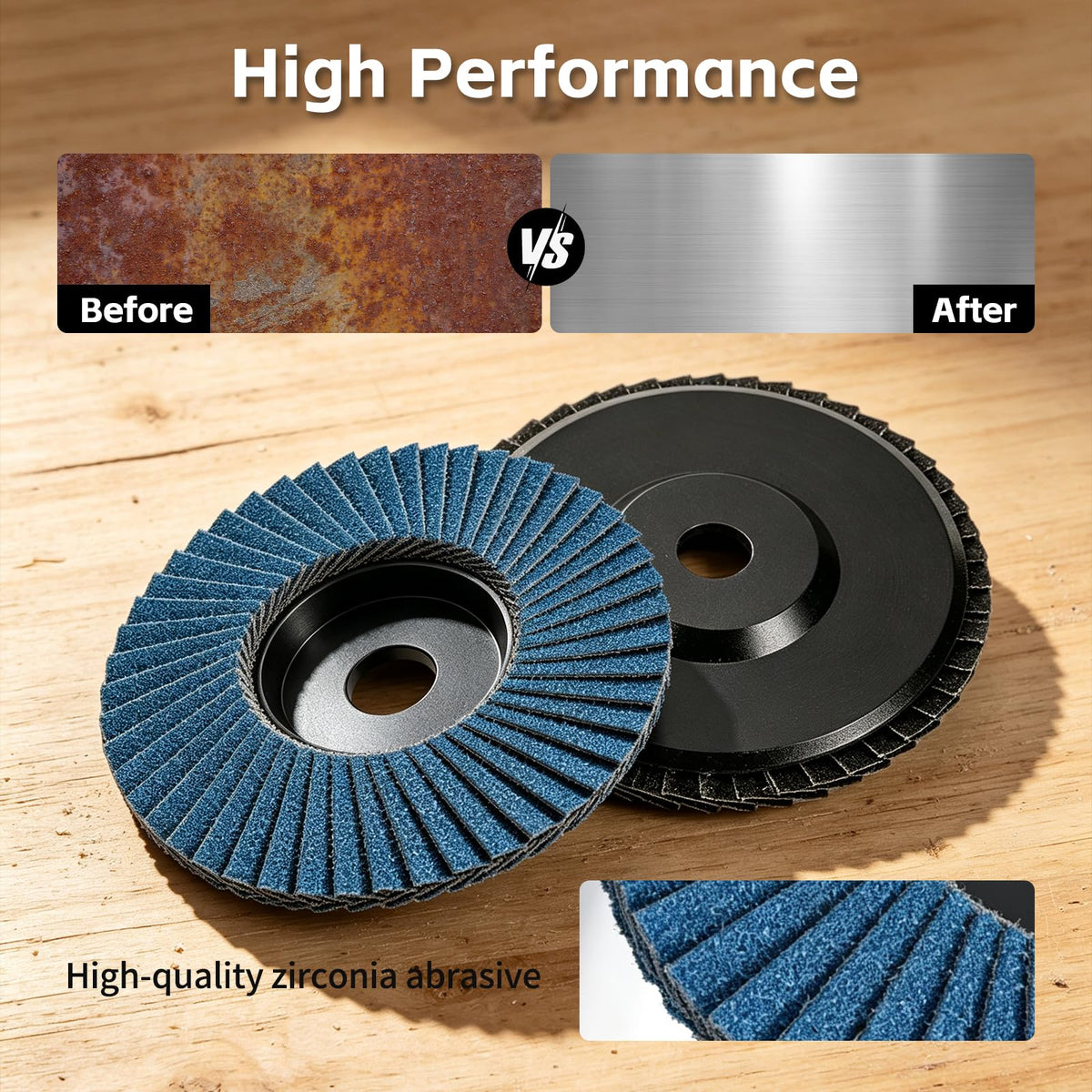 10 Pack 60 Grit 3 x 3/8 Inch Flap Disc for Angle Grinder, Type 27