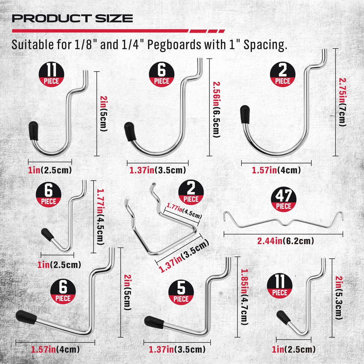 Ultimate 121-Piece Pegboard Hooks Set, Pegboard Accessories with Metal Hooks, Durable Peg Board Organizer