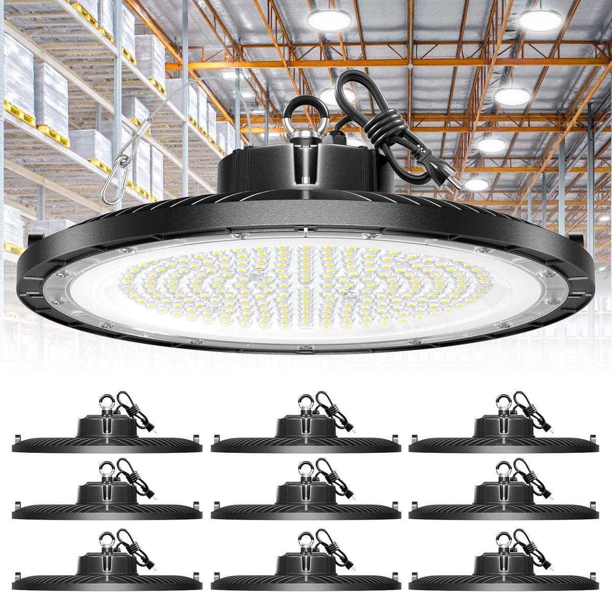 ONLYLUX 10-Pack UFO LED High Bay Light 250W 37500LM, 5000K Daylight