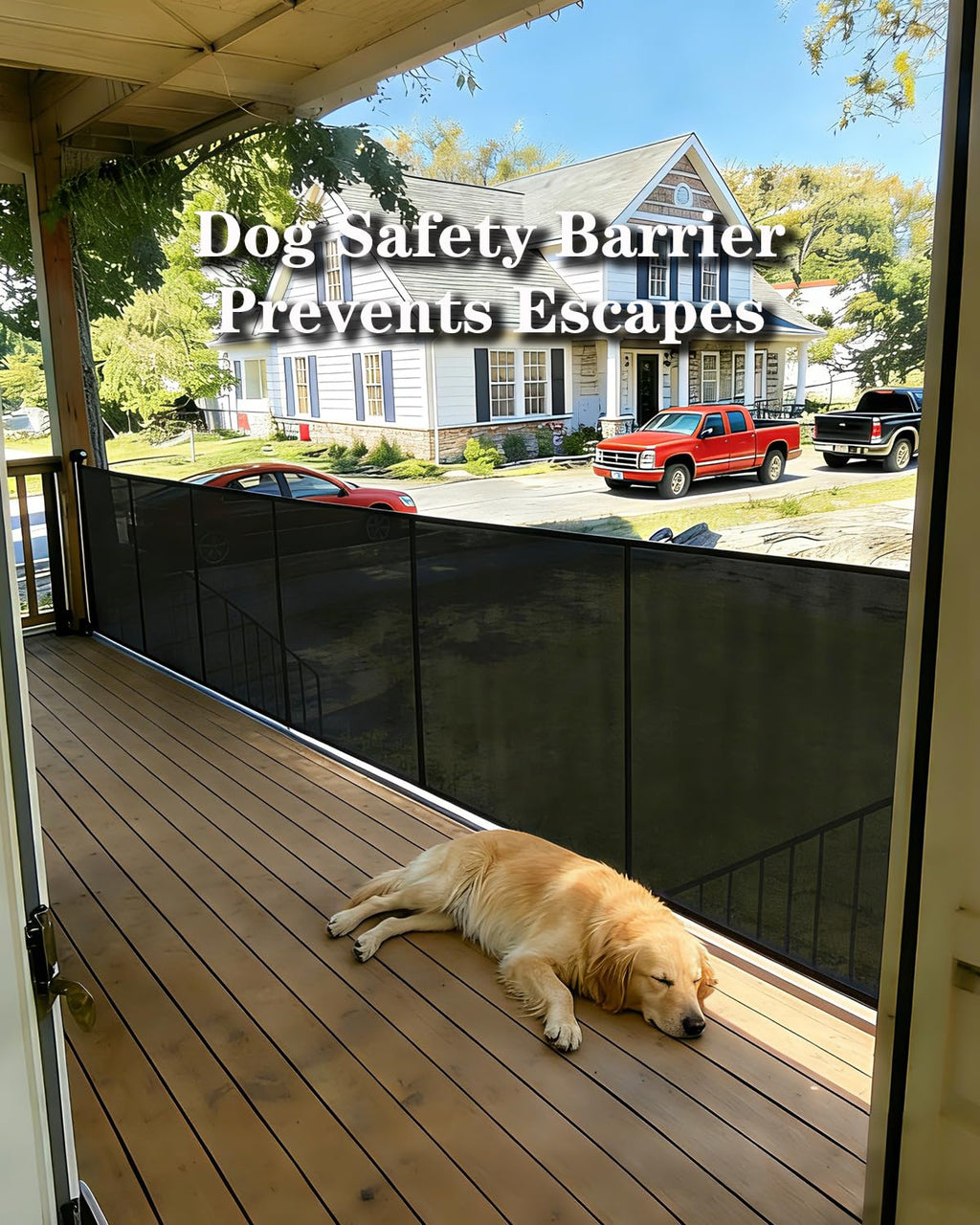 240" x 41" Extra-Wide Retractable Indoor Mesh Pet & Child Safety Gate with One-Hand Safety Lock for Wide Openings, Patios & Stairways