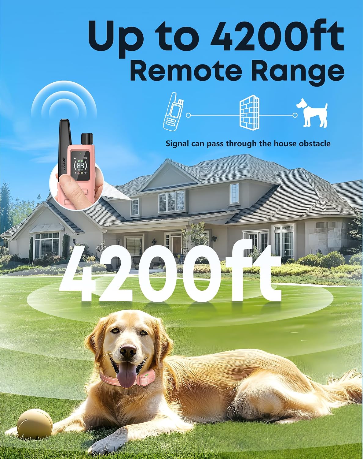 Dog Shock Collar with Remote, 4200FT Range, Fits 5-120 lbs Dogs