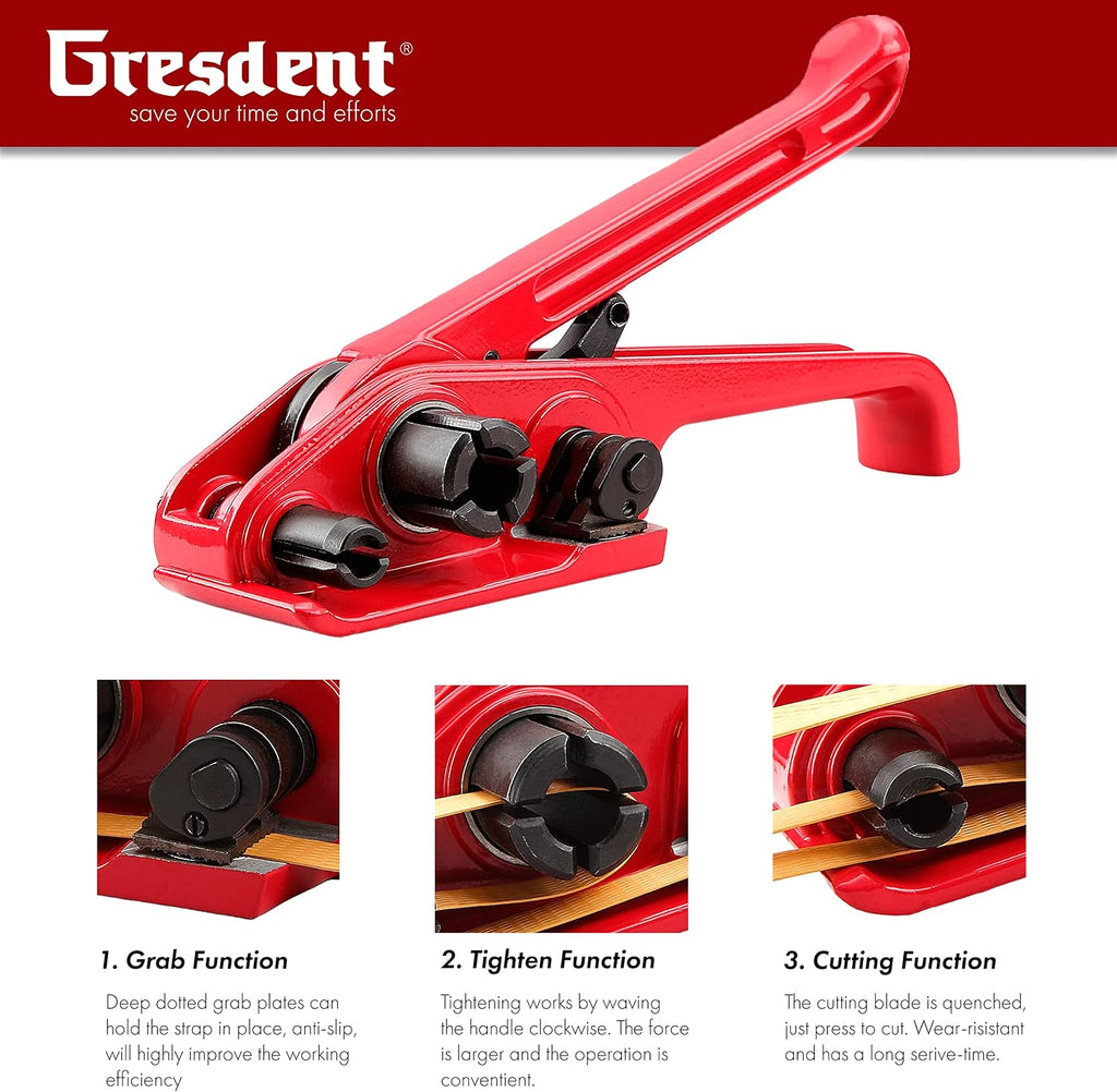 Poly Strapping Tensioner & Cutter Manual Banding Tools Windlass for 1/2" -3/4" Width Polyester Polyproplyn