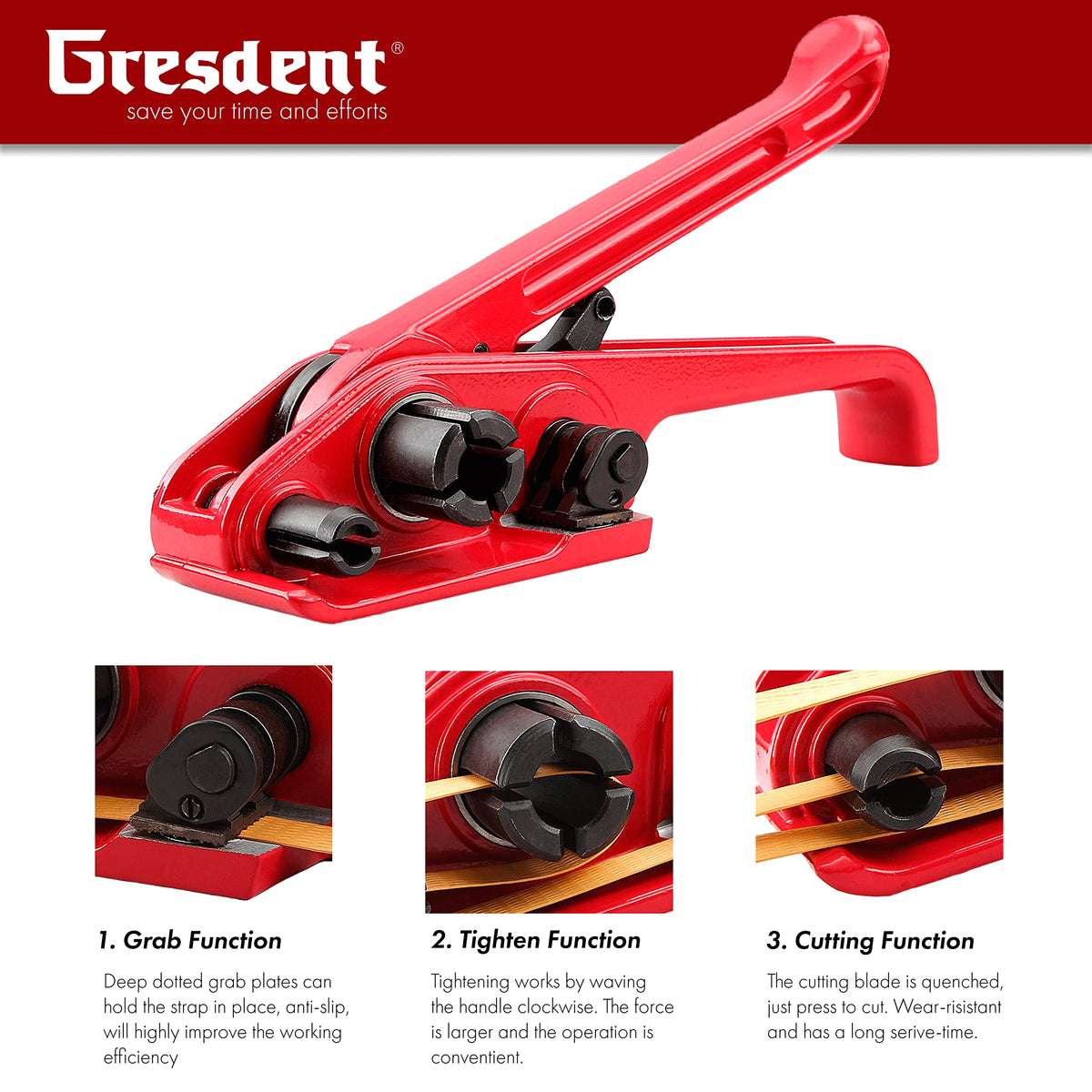 Poly Strapping Tensioner & Cutter Manual Banding Tools Windlass for 1/2" -3/4" Width Polyester Polyproplyn