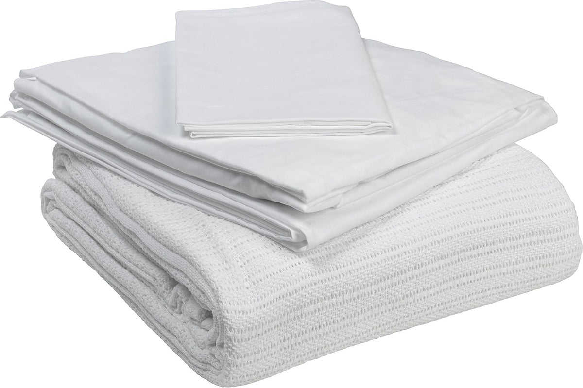 Drive Medical 15030HBC Hospital Bed Bedding in A Box, White , 4 Piece Set
