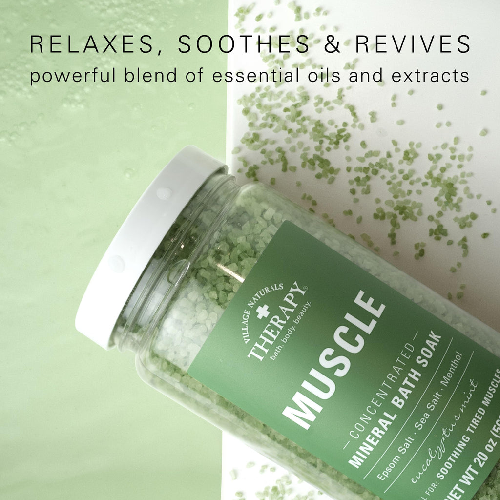 Muscle Concentrated Mineral Bath Soak, Eucalyptus Mint Scent, 20 oz, Pack of 4