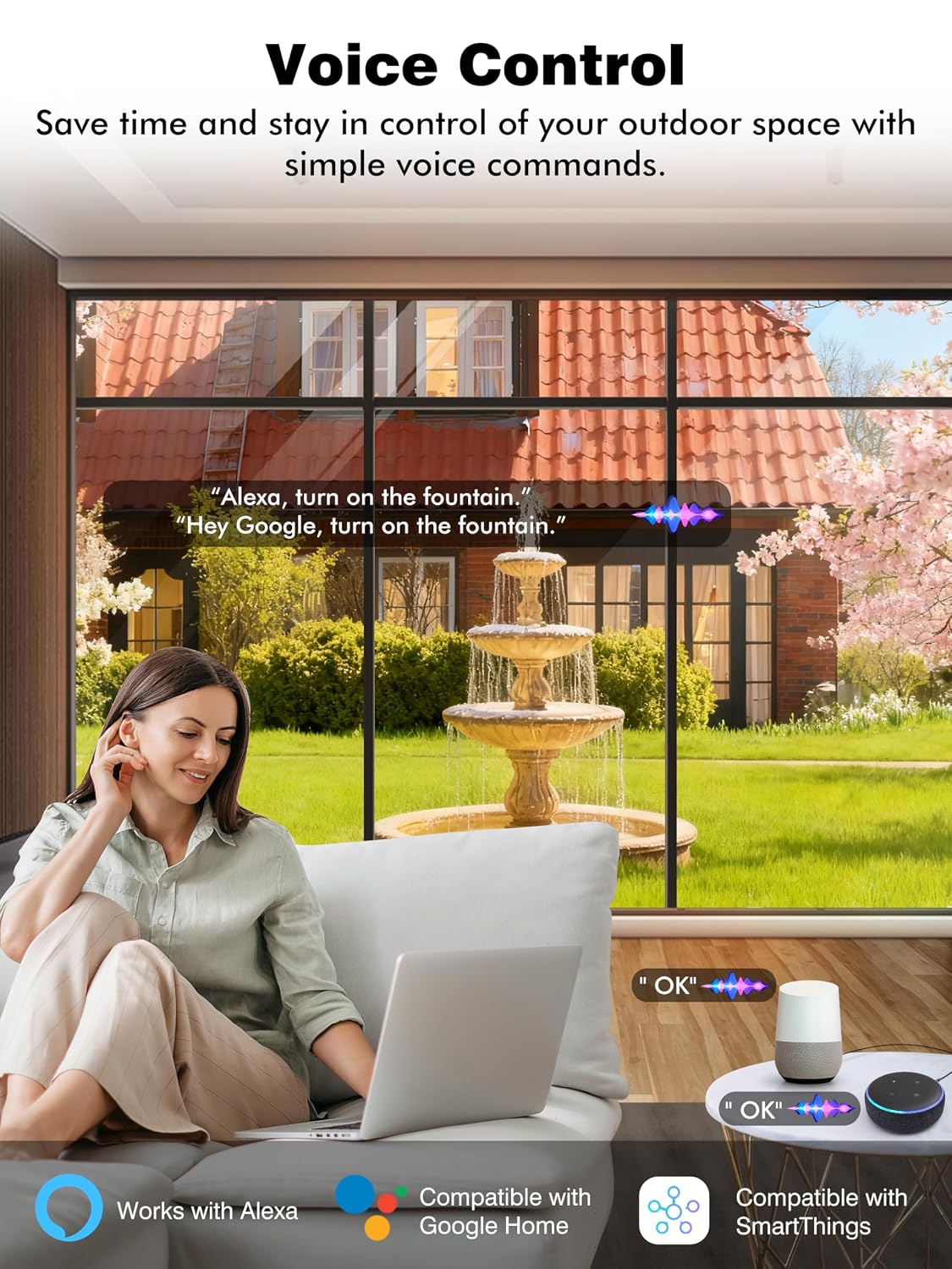 5GHz Outdoor Smart Plug, Timer Outlet with 2 Independently Outlets | WiFi Smart Outlet Plug Compatible With Alexa &