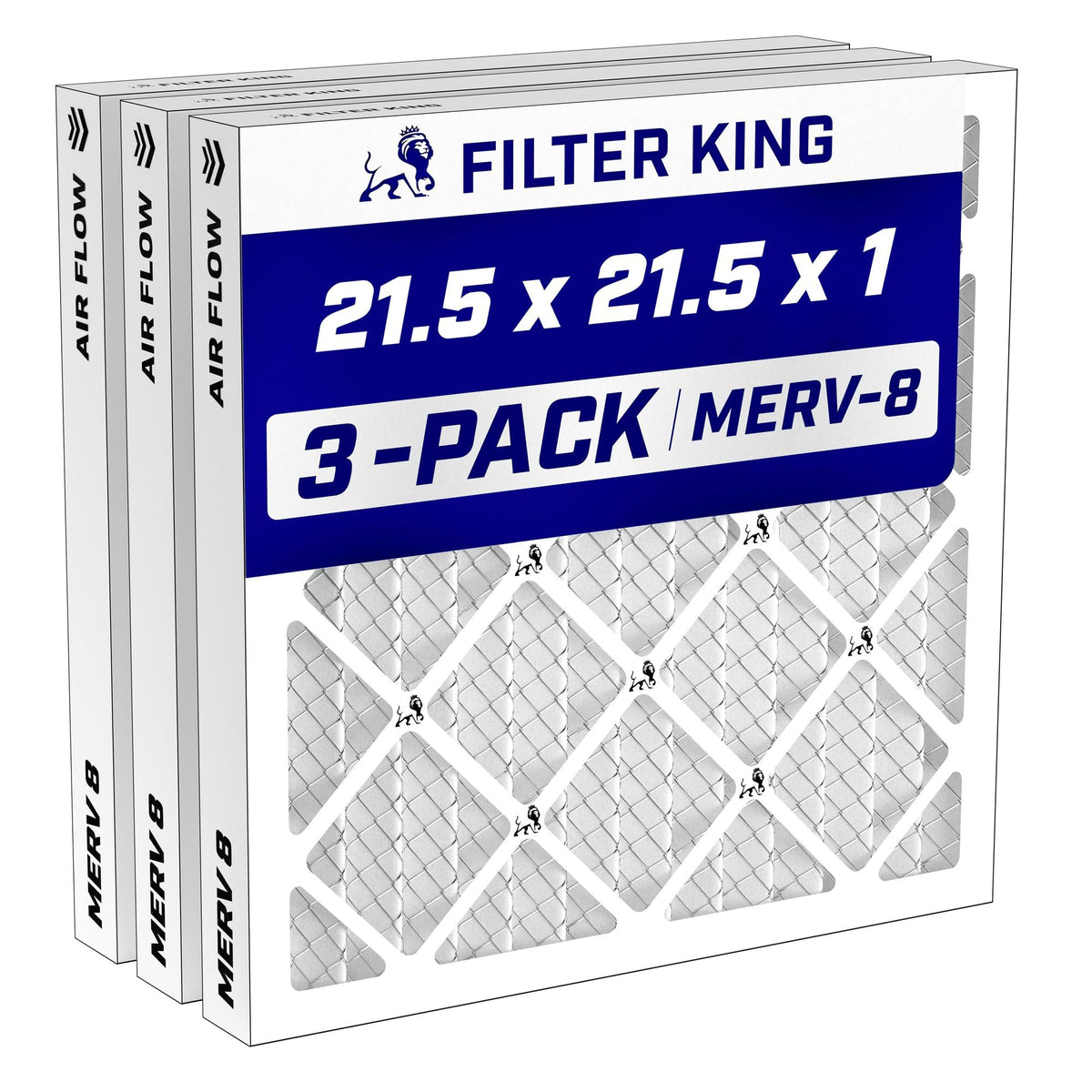 21.5x21.5x1 Air Filter MERV 8, AC Furnace Filters (3-Pack)