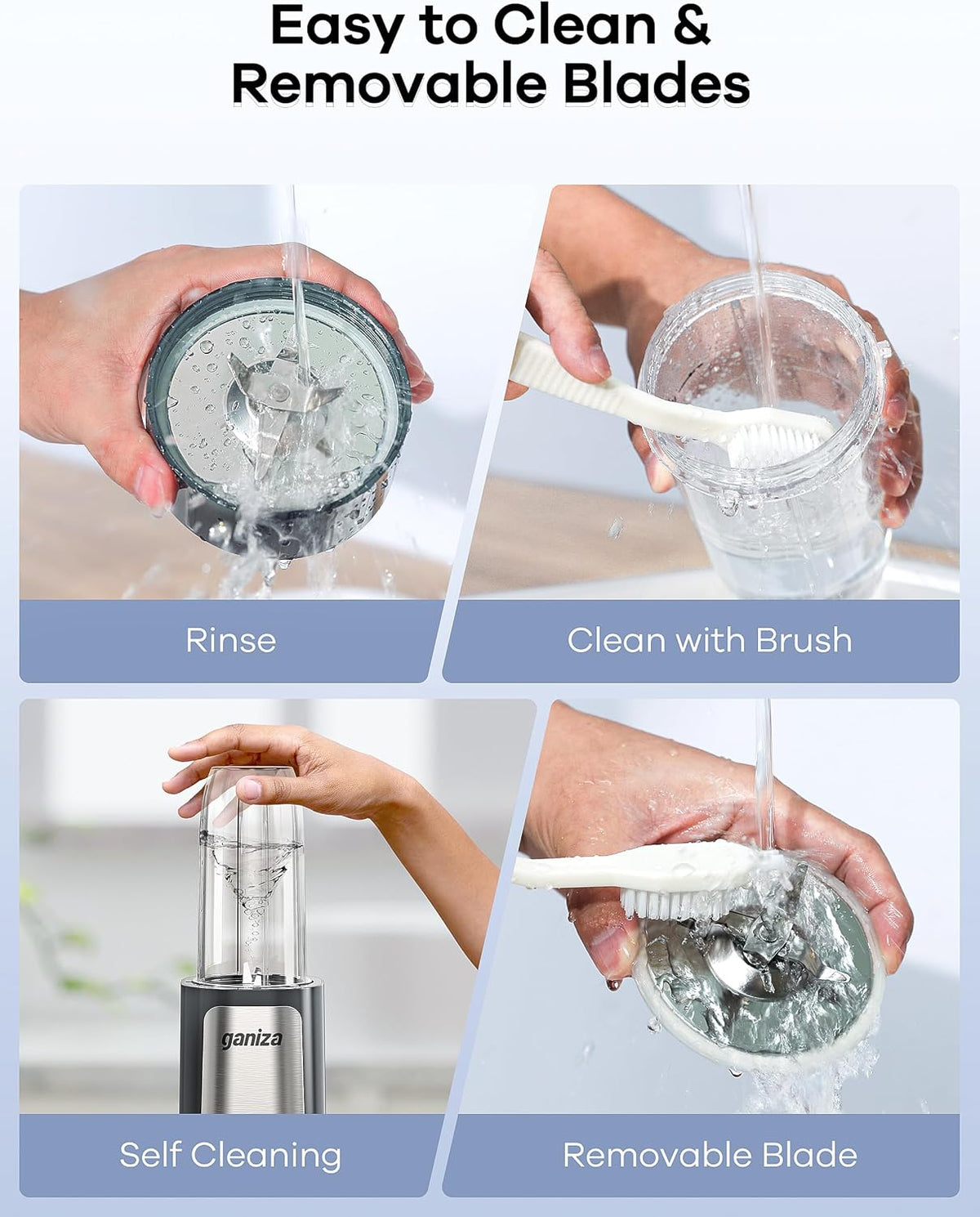 Smoothie Blenders, 14Pcs Personal Blender for Shakes and Smoothies for Kitchen with 3 Portable Blender Cups (1x24oz &