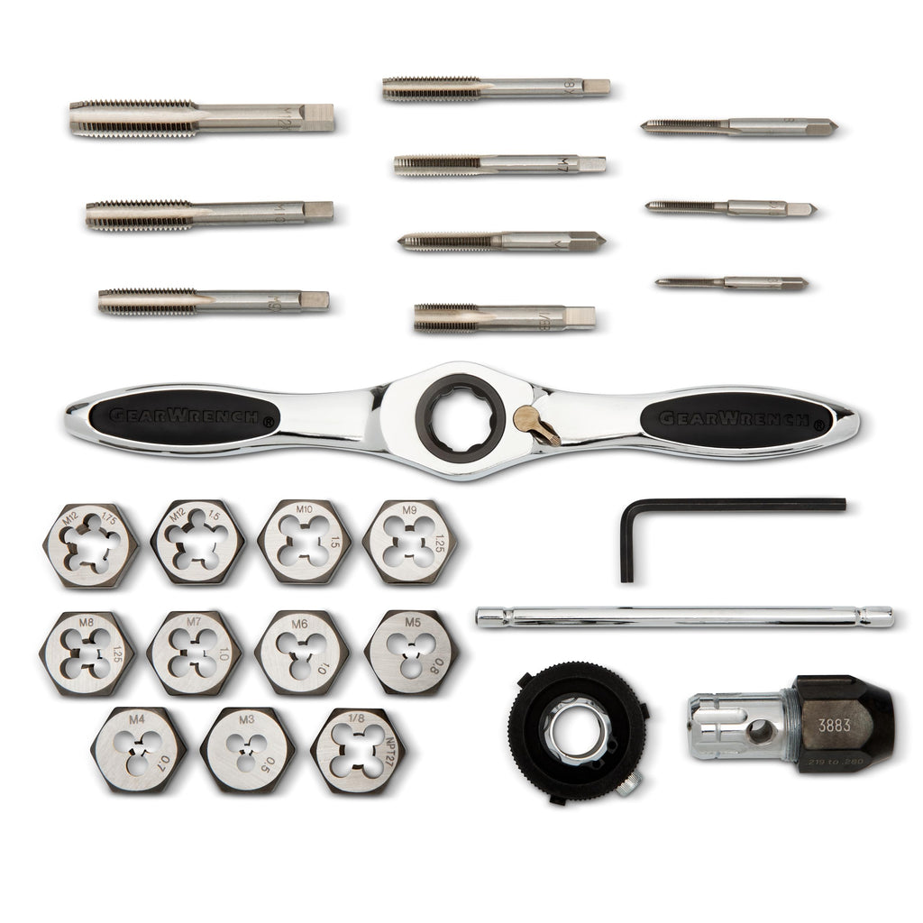 GEARWRENCH 27 Piece Metric Ratcheting Tap & Die Set | 82814