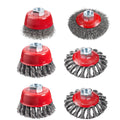 S SATC 6 PCS Grinder Wire Wheel Brush with 5/8"-11 Threaded Arbor, Knotted Coarse Crimped Wire Brush for Grinder, Carbon Steel Wire Wheel for Rust Removal, Paint Stripping
