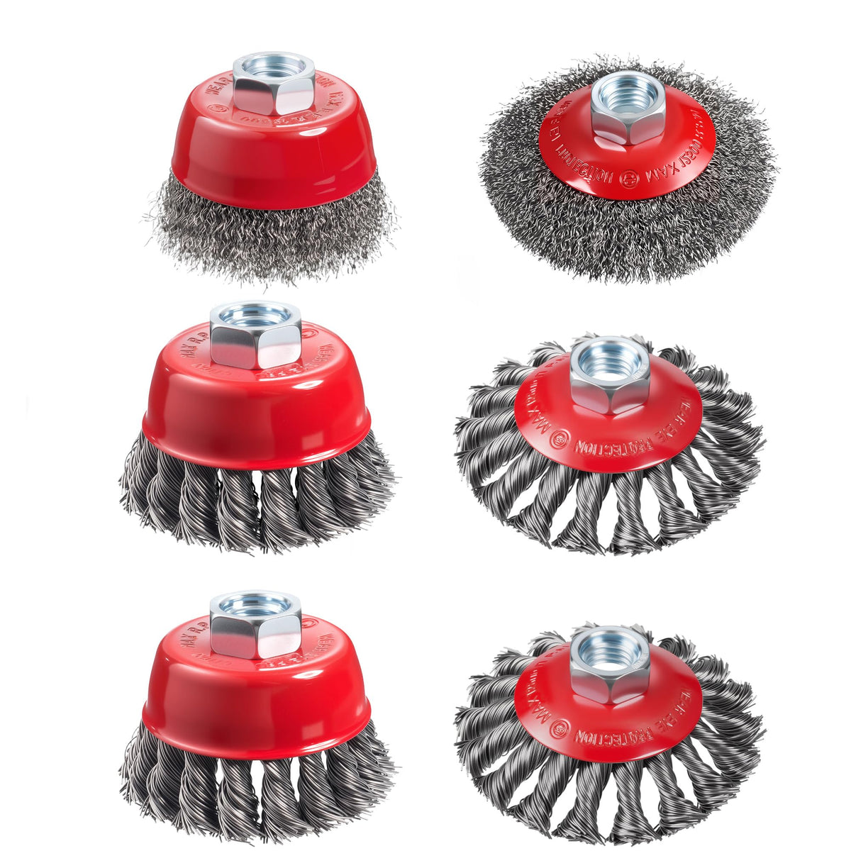 S SATC 6 PCS Grinder Wire Wheel Brush with 5/8"-11 Threaded Arbor, Knotted Coarse Crimped Wire Brush for Grinder, Carbon Steel Wire Wheel for Rust Removal, Paint Stripping