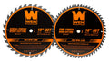 WEN BL1032-2 10-Inch 32-Tooth and 60-Tooth Carbide-Tipped Professional Woodworking Saw Blade Set, Two Pack