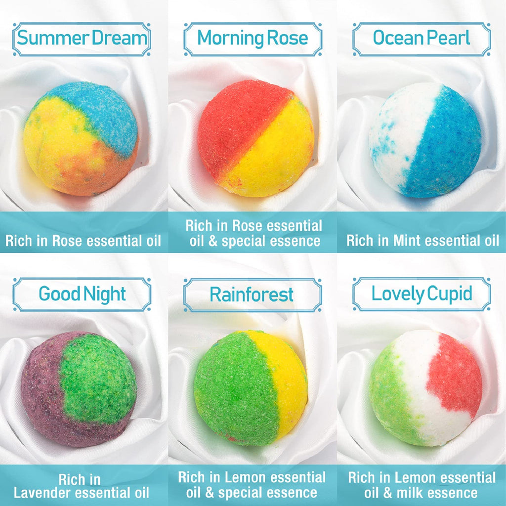 Organic Bath Bomb Set, 24 Moisturizing Essential Oil Fizzies