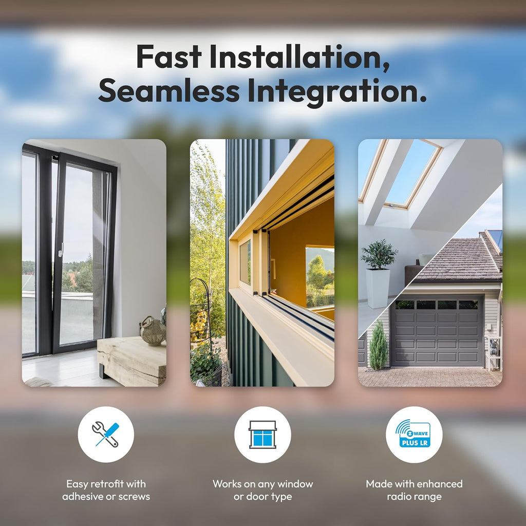 Door Window Sensor 8 - Z-Wave Long Range, Open/Close, Temperature & Humidity, 3 Axis Sensor, Mold Hazard Function