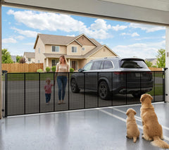 276" x 52" Tall Extra-Wide Retractable Indoor Mesh Pet & Child Safety Gate with One-Hand Safety Lock for Wide Openings, Patios & Stairways