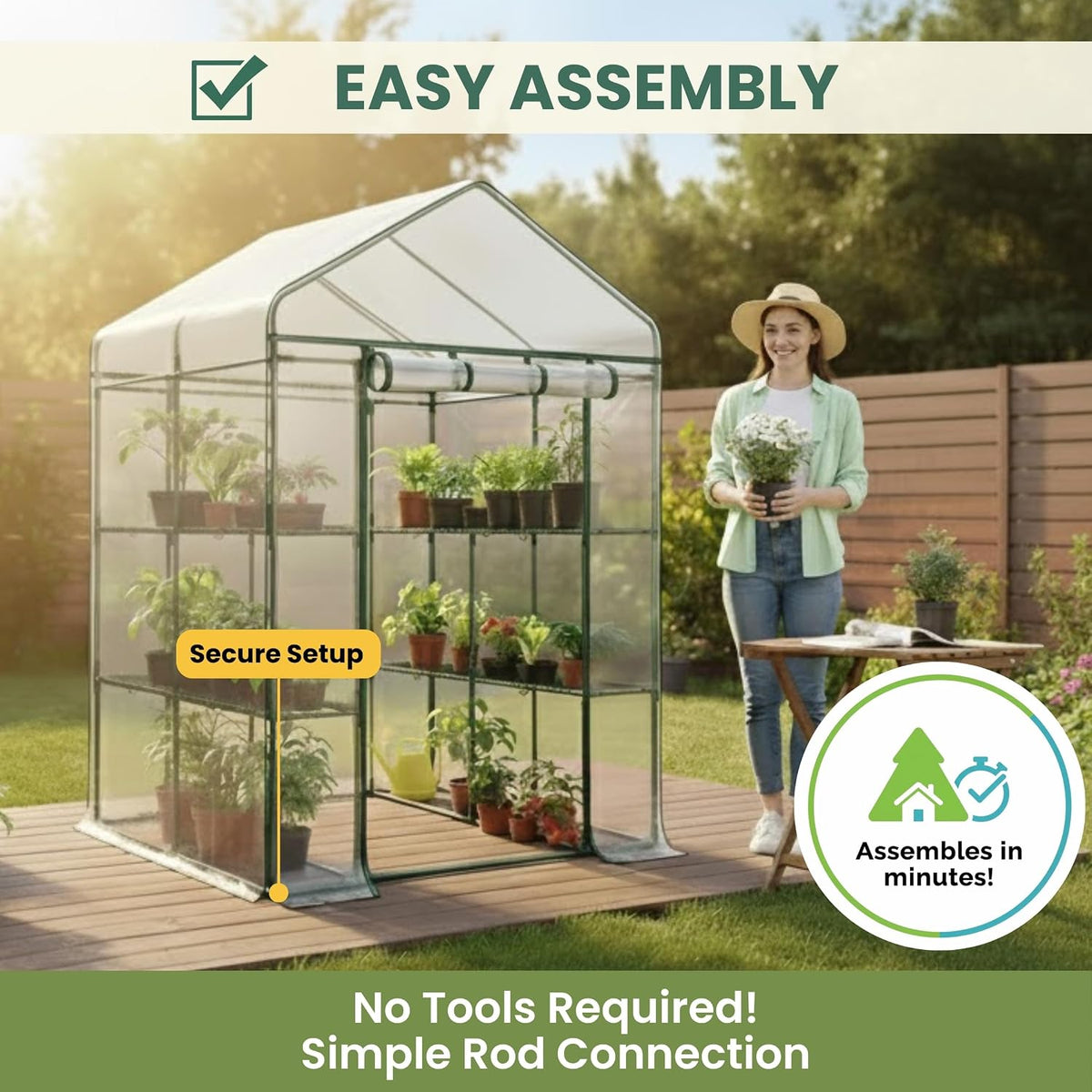Walk in Greenhouse, 56 x 56 x 76-Inch
