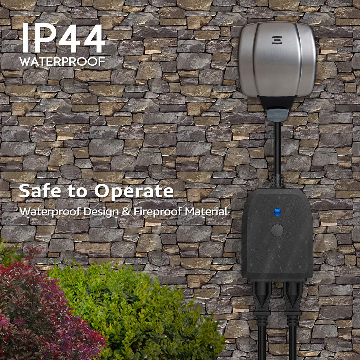 LITEdge Outdoor Smart Plug, WiFi 2-in-1 Plug Power Outlet, Waterproof
