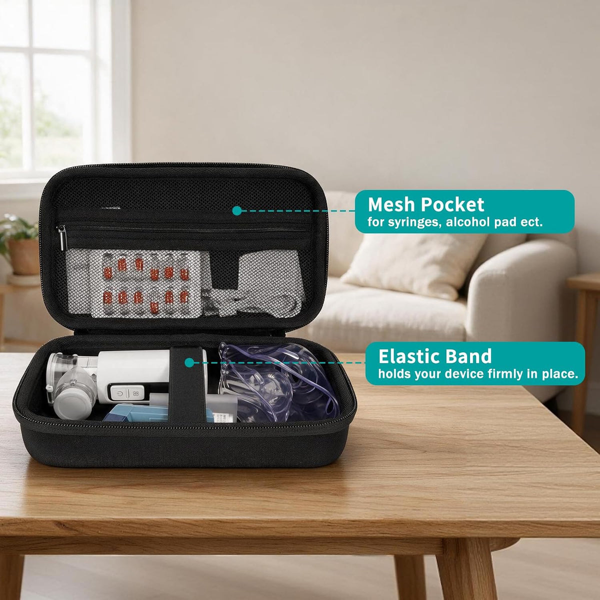 MEDMAX Travel Carrying Case for Portable Handheld Inhaler Nebulizer Machine