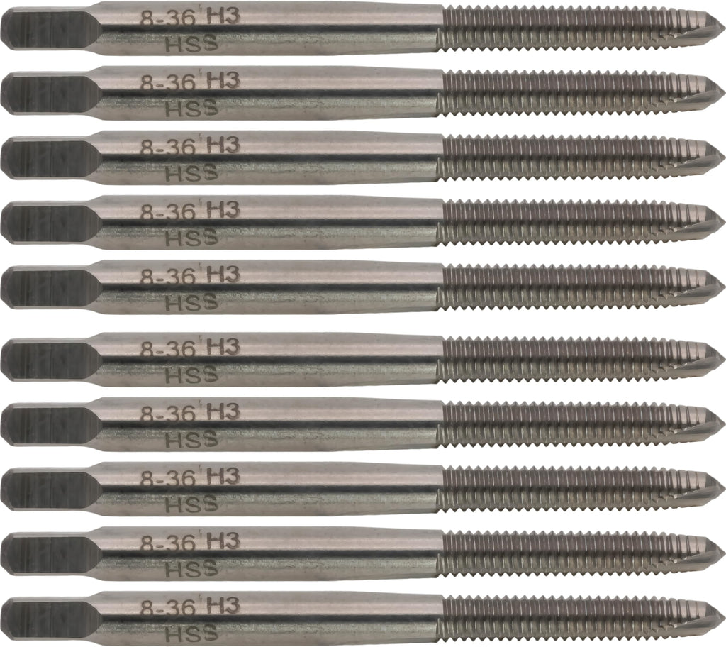 CME HSS Spiral Point Plug Taps, 8-36 UNF, H3, 2 Fl, 10 pcs