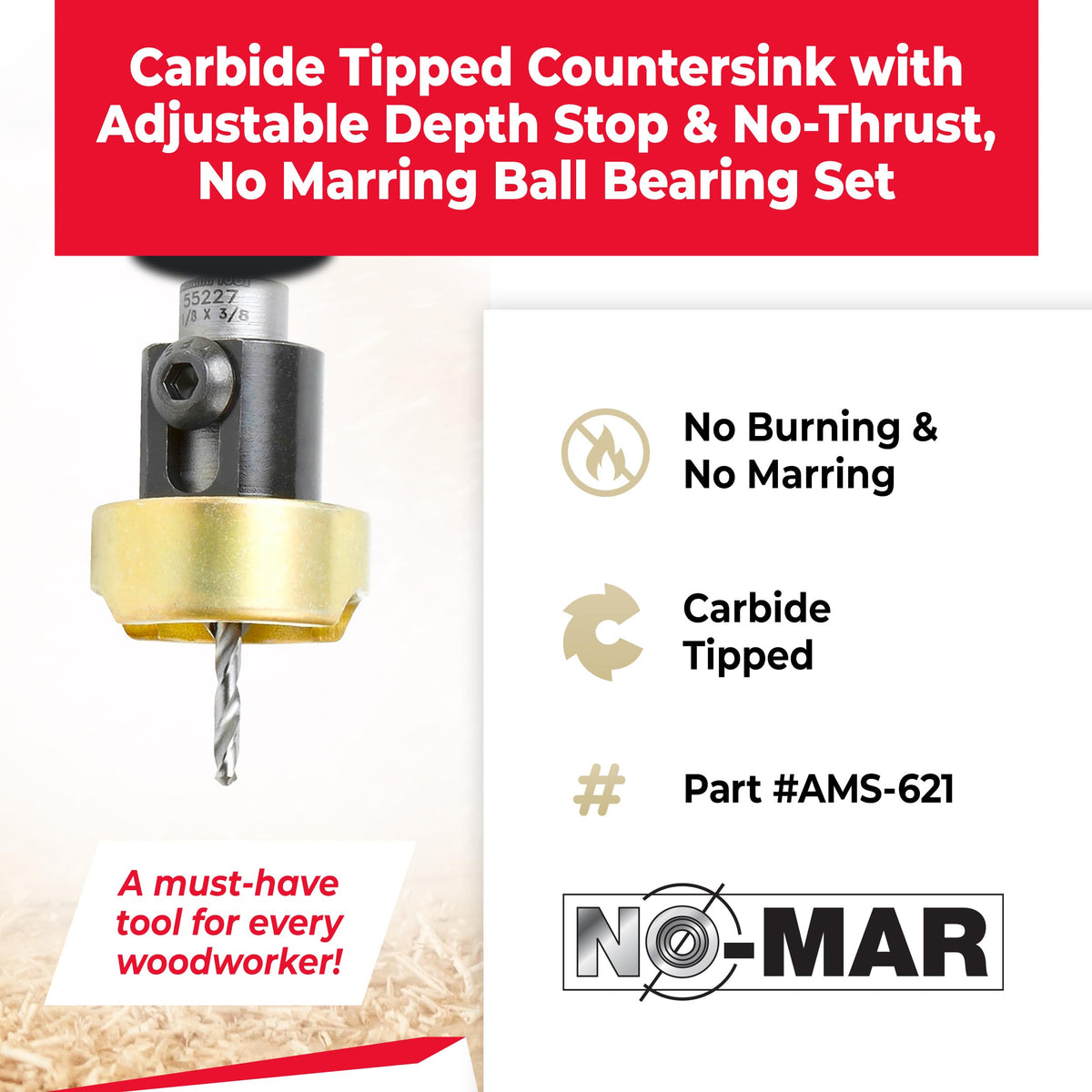 Amana Tool Woodworking Countersink Set, AMS-621, 3-Piece