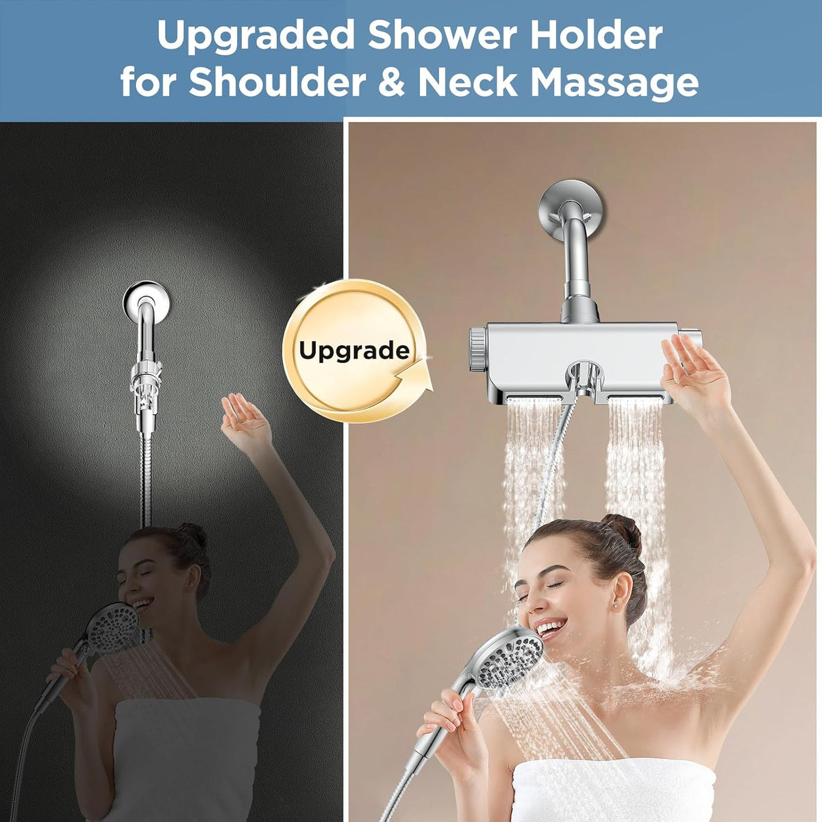 Filtered Shower Head with Handheld Combo - Dual 2-in-1 Spa System with Massage Shower and 10 Modes Hand Held Shower