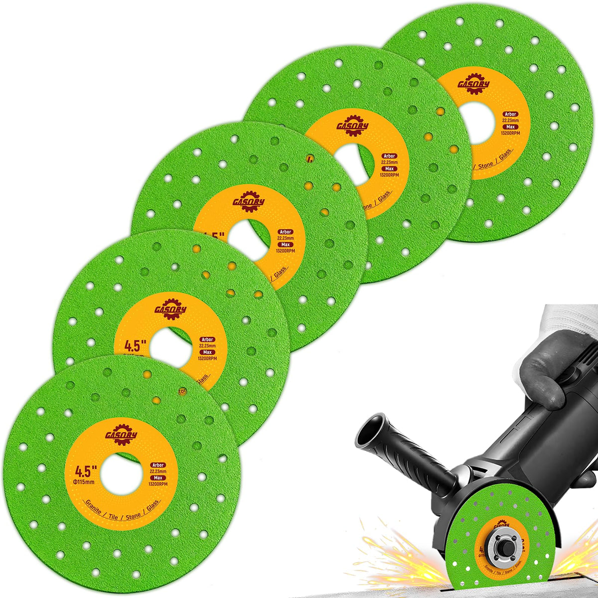 Gasoray 4.5-Inch Diamond Grinding and Tile Cutting Discs, 5-Pack