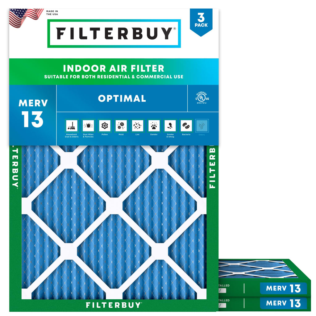 6x12x1 Air Filter MERV 13 Smoke & Allergy Defense (3-Pack)