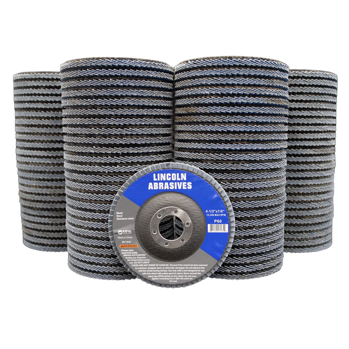 100 Pack Flap Discs 60 Grit 4.5" x 7/8" Sanding Wheels