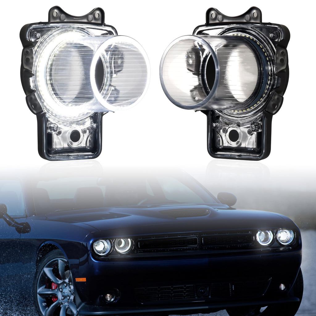 POKIAUTO LED Headlights Inlet Tubes for Dodge Challenger 15-20, 2PCS, White